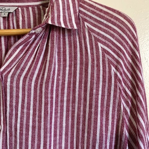 Rails Women’s Small Natalie Lucia Red Stripe Button Up Top Linen Coastal Beachy - Picture 5 of 7